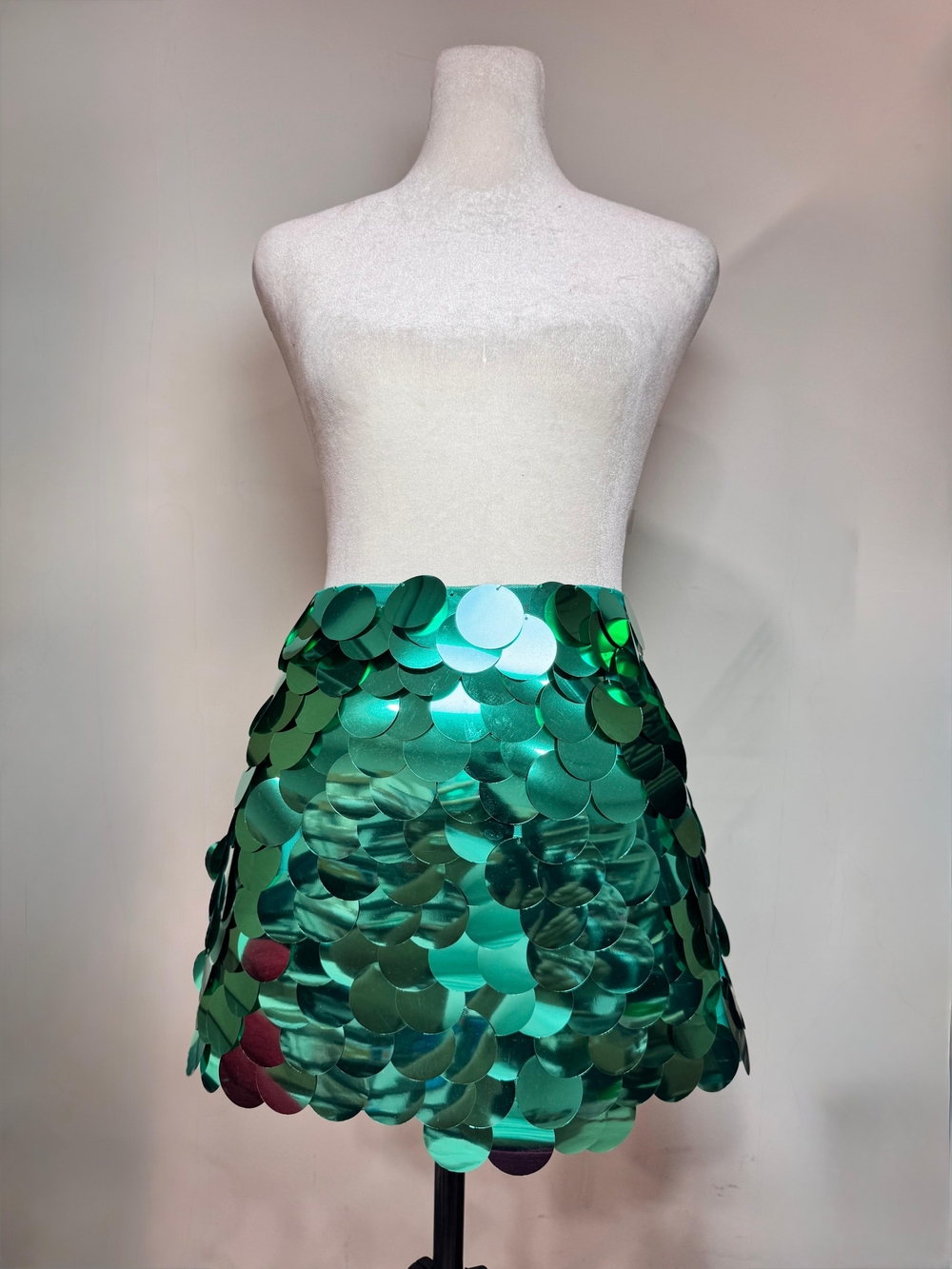 Finesse Pearle Green Disc Sequin Mini Skirt/aSizeM/New MSRP $48